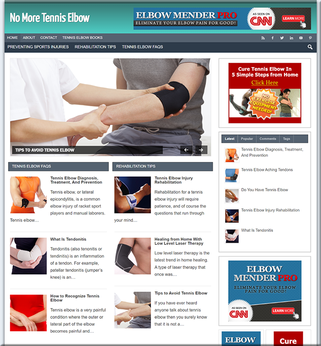 tennis elbow affiliate website