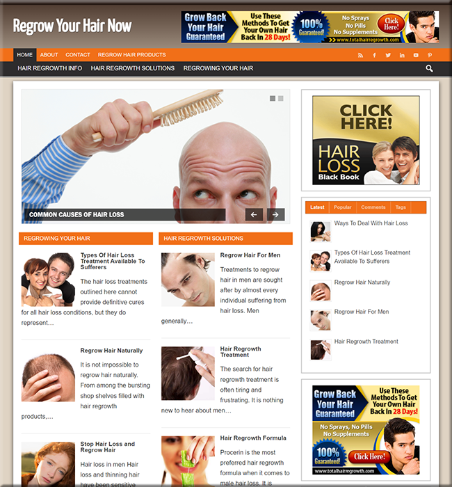 hair regrowth affiliate website