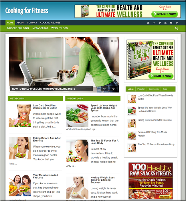 cooking fitness affiliate website