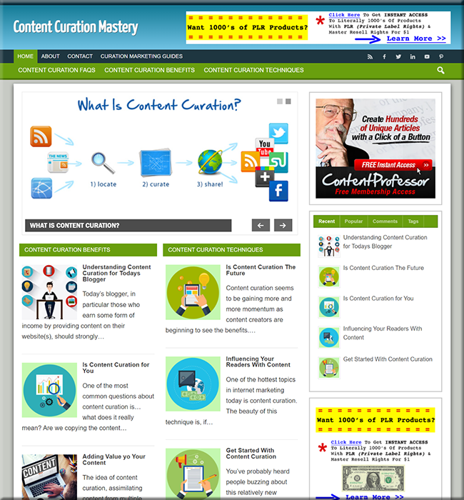 content curation affiliate website